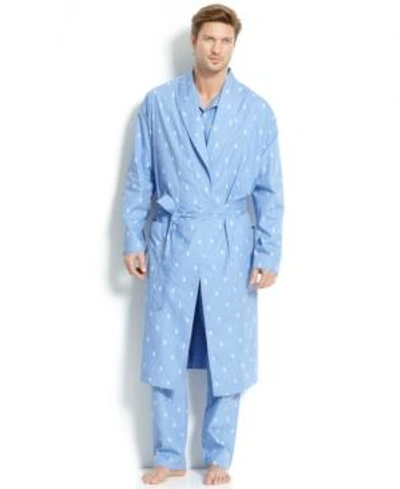 Shop Polo Ralph Lauren Men's All Over Polo Player Robe In Beach Blue