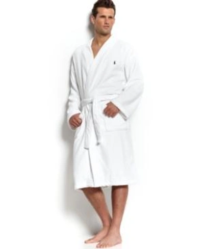 Shop Polo Ralph Lauren Men's Sleepwear Soft Cotton Kimono Velour Robe In White