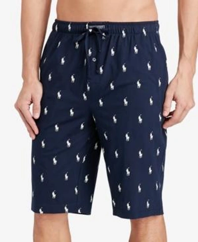 Shop Polo Ralph Lauren Men's Cotton Logo Pajama Shorts In Cruise Navy