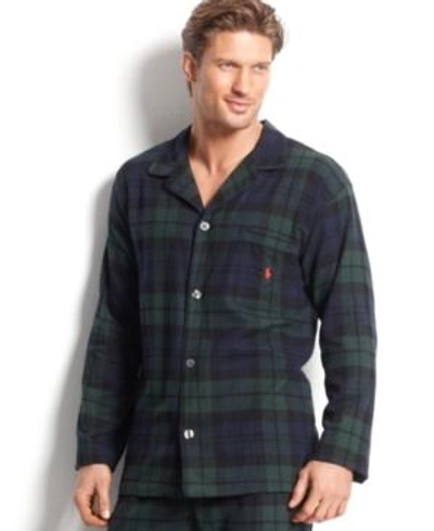 Shop Polo Ralph Lauren Men's Flannel Pajama Top In Blackwatch