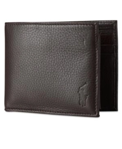 Shop Polo Ralph Lauren Men's Wallet, Pebbled Passcase In Black