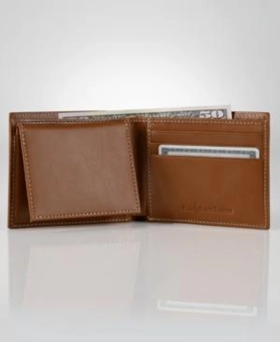 Shop Polo Ralph Lauren Men's Wallet, Pebbled Passcase In Brown