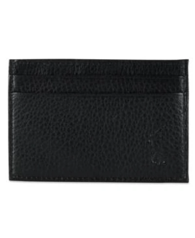 Shop Polo Ralph Lauren Men's Wallet, Pebbled Credit Card Case And Money Clip In Black