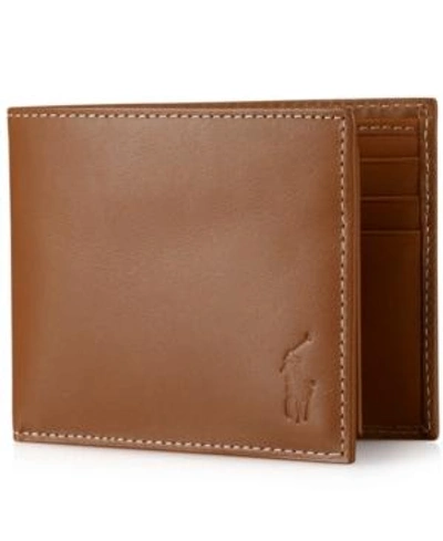 Shop Polo Ralph Lauren Men's Wallet, Burnished Passcase In Brown