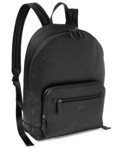 Shop Polo Ralph Lauren Men's Pebbled Leather Backpack In Medium Black