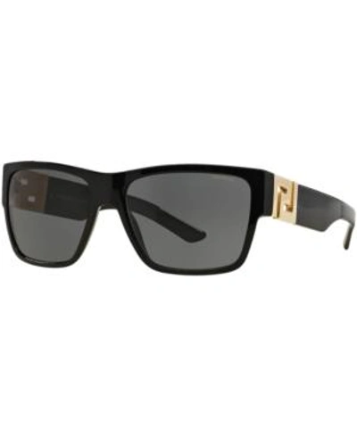 Shop Versace Polarized Sunglasses, Ve4296 In Black/ Grey Polar