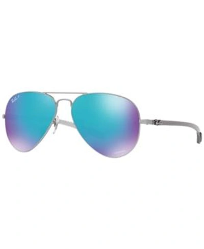 Shop Gucci Ray-ban Polarized Sunglasses, Rb8317 Chromance In Gunmetal/blue Mirror Polar
