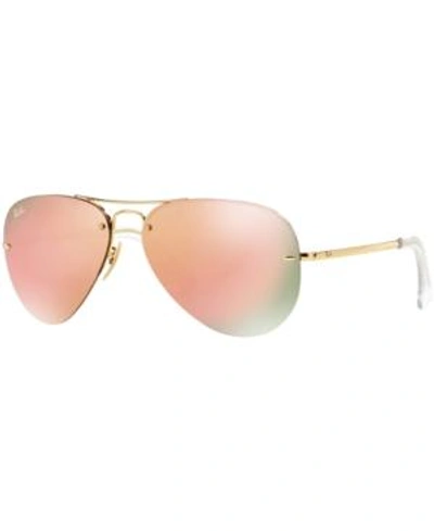 Shop Ray Ban Ray-ban Sunglasses, Rb3449, Created For Macy's In Gold Shiny/green
