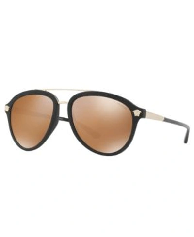 Shop Versace Sunglasses, Ve4341 In Black/brown Mirror Polar