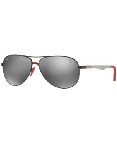 Shop Ray Ban Ray-ban Sunglasses, Rb8313m Scuderia Ferrari Collection In Black/grey Mirror