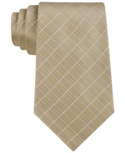 Calvin Klein Etched Large Grid Windowpane Slim Tie In Taupe