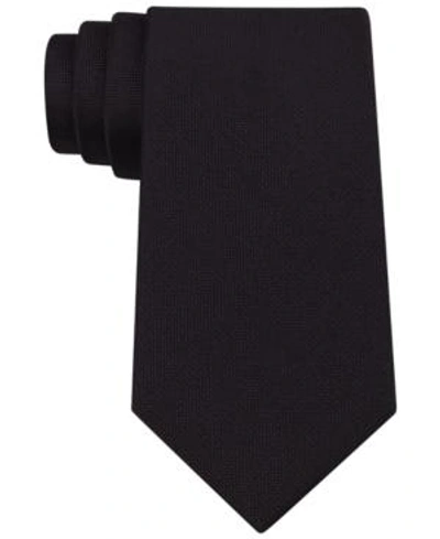 Calvin Klein Men's  Silver Spun Solid Slim Tie In Black