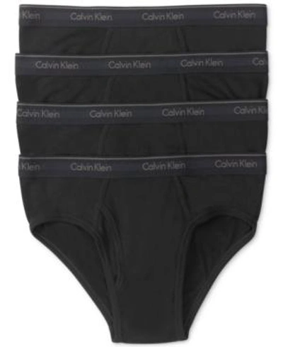 Shop Calvin Klein Men's Classic Cotton Low-rise Hip Briefs 4-pack U4183 In Black