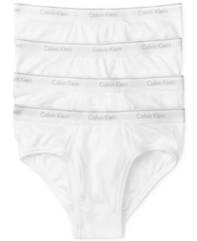 Shop Calvin Klein Men's Classic Cotton Low-rise Hip Briefs 4-pack U4183 In White