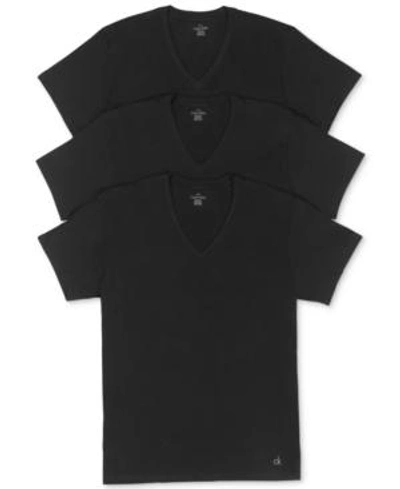 Shop Calvin Klein Men's Cotton Classics Short Sleeve V-neck T-shirts Classic Fit In Black