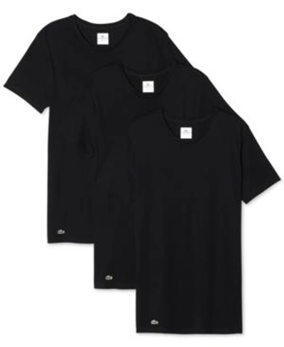 Shop Lacoste Men's 3 Pack Crew-neck Undershirts In Black