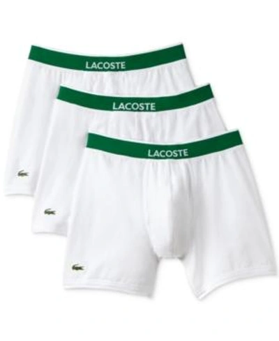 Shop Lacoste Men's 3 Pack Cotton Stretch Boxer Briefs In White