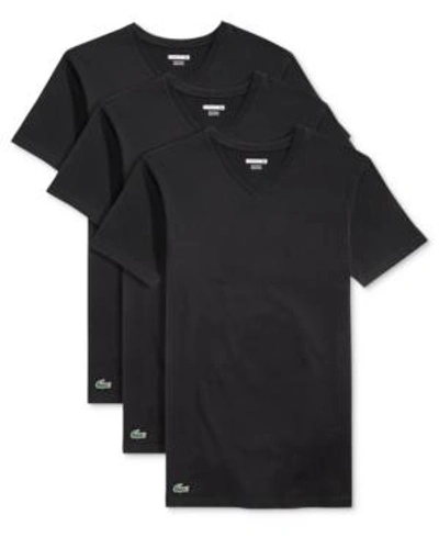 Shop Lacoste Men's 3 Pack V-neck Undershirts In Black