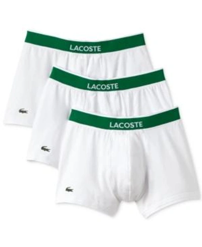 Shop Lacoste Men's 3 Pack Cotton Stretch Trunks In White