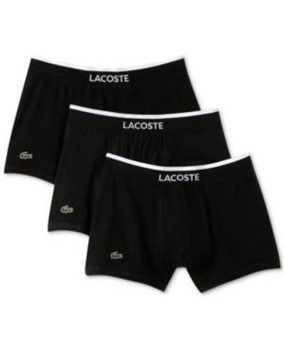 Shop Lacoste Men's 3 Pack Cotton Stretch Trunks In Green/grey/white