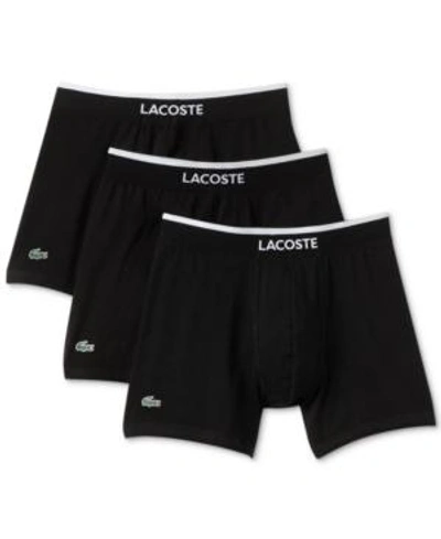 Shop Lacoste Men's 3 Pack Cotton Stretch Boxer Briefs In Black