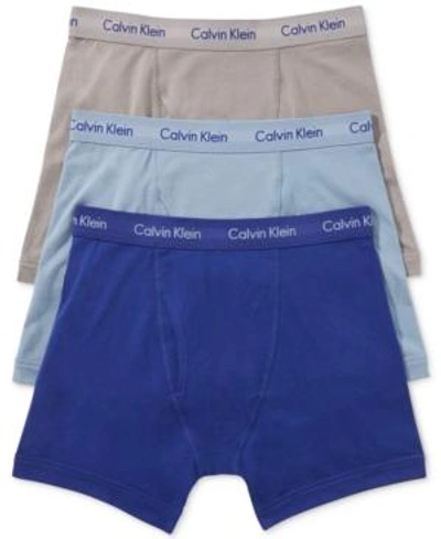 Shop Calvin Klein Men's Cotton Stretch Boxer Briefs 3-pack Nu2666 In Sky / Blue / Steel