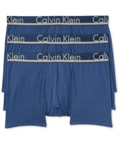 Shop Calvin Klein Men's Comfort Microfiber Trunk 3 Pack In Navy