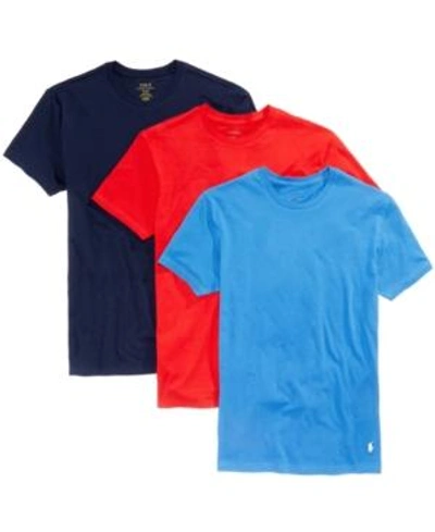 Shop Polo Ralph Lauren Men's 3-pack. Cotton Crew T-shirts In Racer Blue/ Red/cruise Navy