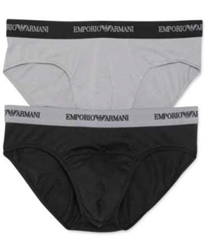 Shop Emporio Armani Men's Stretch-cotton Briefs 2-pack In Black
