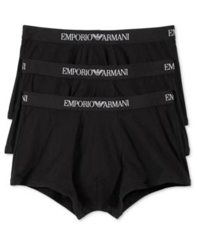 Shop Emporio Armani Men's 3 Pack Cotton Trunks In Black