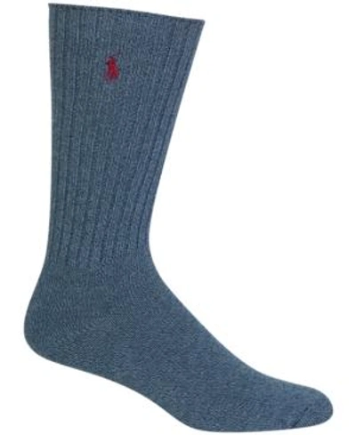 Shop Polo Ralph Lauren Men's Crew Socks In Dark Denim