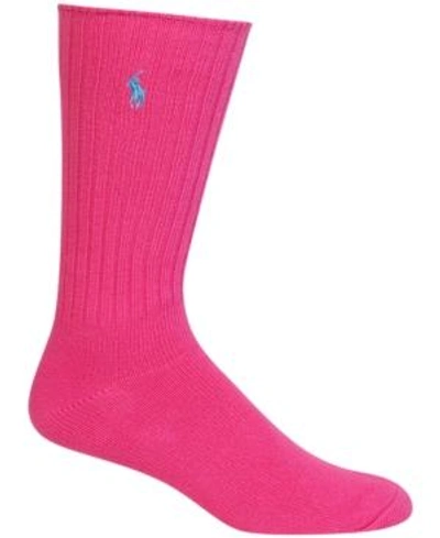 Shop Polo Ralph Lauren Men's Crew Socks In Bright Pink