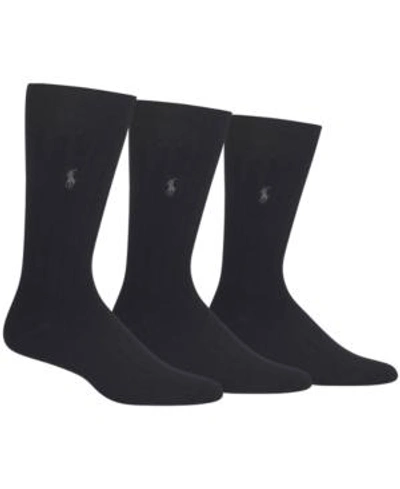 Shop Polo Ralph Lauren 3 Pack Cotton Rib Casual Men's Socks In Black