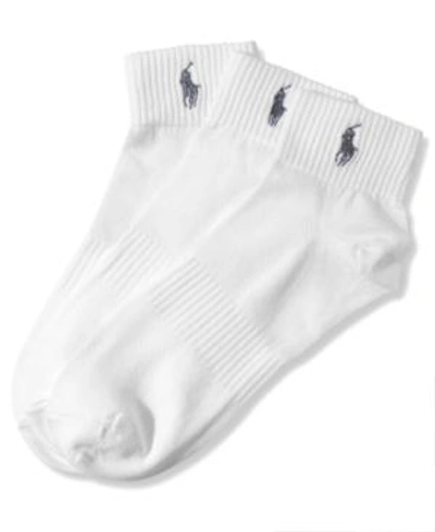 Shop Polo Ralph Lauren Men's Socks, Athletic Quarter Men's Socks 3-pack In White