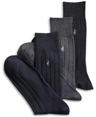 Shop Polo Ralph Lauren 3-pack Cotton Rib Extended Size Casual Men's Socks In Black/charcoal/navy