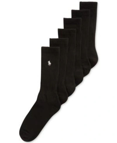 Shop Polo Ralph Lauren Classic Crew Socks 6 Pairs In Black