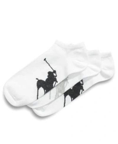 Shop Polo Ralph Lauren Men's Socks, Athletic Big Polo Player Sole Men's Socks 3-pack In White