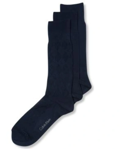 Shop Calvin Klein Men's Socks, Rayon Dress Men's Socks 3 Pack In Navy