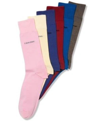 Calvin Klein Men's Socks, Giza Cotton Flat Knit Crew In Red