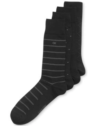 Shop Calvin Klein 4-pack Patterned Dress Socks In Black