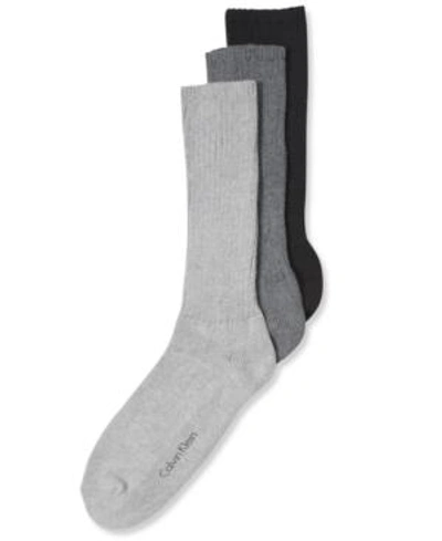 Shop Calvin Klein Men's Cotton Rich Casual Rib Crew Socks, 3-pack In Charcoal Heather Assorted