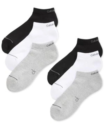 Shop Calvin Klein Six-pack Athletic Stripe Ankle Socks In Assorted