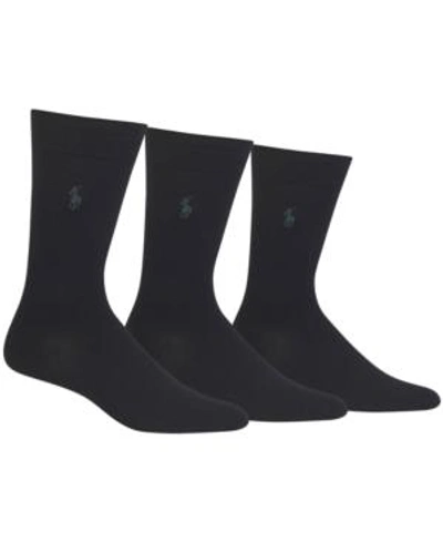Shop Polo Ralph Lauren Men's 3 Pack Supersoft Dress Socks Extended Size 13-16 In Black
