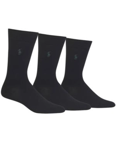 Shop Polo Ralph Lauren Men's 3 Pack Super-soft Dress Socks In Black
