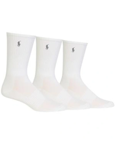 Shop Polo Ralph Lauren Men's Socks, Athletic Crew Men's Socks 3-pack In White/assorted