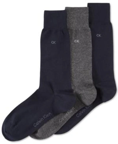 Shop Gucci Men's Socks, Combed Flat Knit Crew 3 Pack In Navy Black Grey