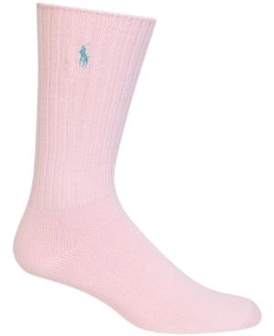 Shop Polo Ralph Lauren Men's Crew Socks In Soft Pink