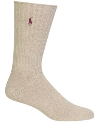 Shop Polo Ralph Lauren Men's Crew Socks In Taupe Heat New