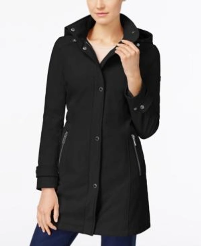 Shop Calvin Klein Petite Hooded Raincoat In Black