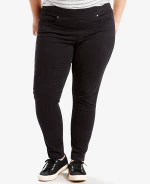 Plus Size Pull-On Jeggings in Black Waves